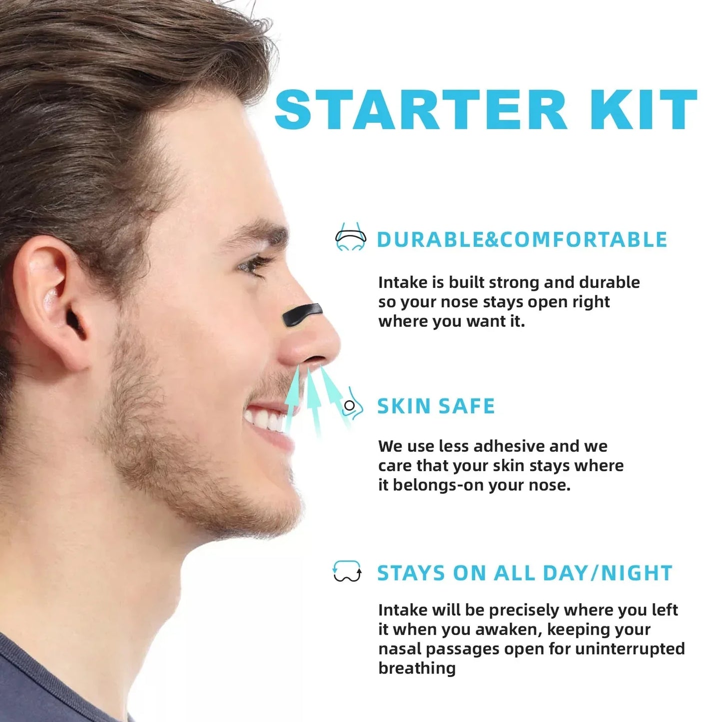 Anti-Snoring Nose Clip Kit with Magnetic Strips Nasal Breathing Dilators for Improved Sleep & Sports Performance Snore Prevention Combo